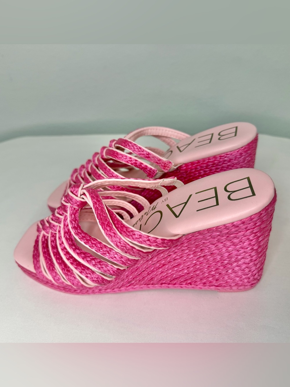 BEACH by M. Pink Woven Wedge Sandals